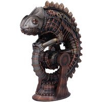 Bronze Mechanical Chameleon Steampunk Lizard Figurine - 22.3cm