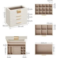 4-Tier Jewellery Box Organiser with Glass Lid - White - image 1