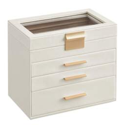 4-Tier Jewellery Box Organiser with Glass Lid - White - thumbnail 5