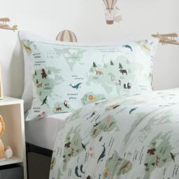 World Map Duvet Cover Set - Blue / Double - thumbnail 2