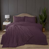 Chunky Ribbed Plush Duvet Cover Set with Pillowcase - Burgundy / Single - thumbnail 1