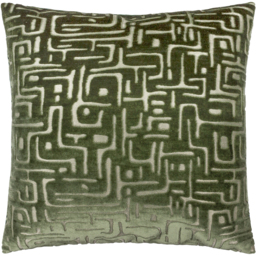 Soren Cut Velvet Abstract Cushion - Smoke Green / Polyester - thumbnail 4