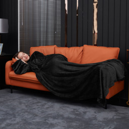 Wearable Super Soft Lounge Blanket - Black - thumbnail 4