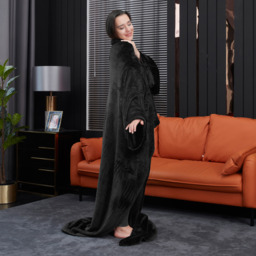 Wearable Super Soft Lounge Blanket - Black - thumbnail 2