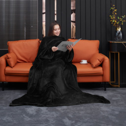 Wearable Super Soft Lounge Blanket - Black - thumbnail 3