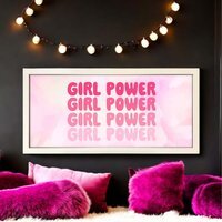 Wall Art Framed Print Girl's Room Girl Power - White - image 1