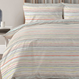 Painterly Striped Polycotton Duvet Cover Set - Multicolour / King - thumbnail 2