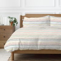 Painterly Striped Polycotton Duvet Cover Set - Multicolour / King - thumbnail 1