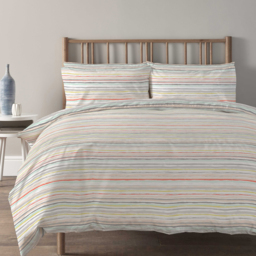 Painterly Striped Polycotton Duvet Cover Set - Multicolour / King - thumbnail 3