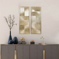Set of 2 Abstract Metallic Gold Art - Gold - thumbnail 1