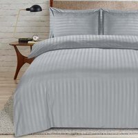 satin stripe double silver duvet - Silver