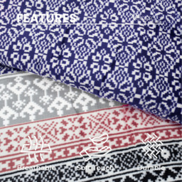 Stunning Plush Ethnic Scandi Printed Fleece Reverse Throw - Navy - thumbnail 3