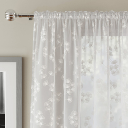 Pair of Delila White Leaf Print Sheer Voile Panels - White / 137cm - thumbnail 3