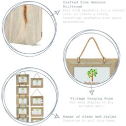 "6x4"" Rustic Hearts Hanging Photo Frame Natural - Brown" - thumbnail 2