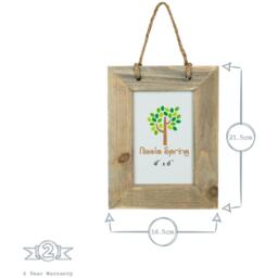 "6x4"" Rustic Hearts Hanging Photo Frame Natural - Brown" - thumbnail 3