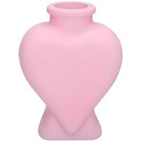 Glass Heart Shaped Vase 18.5cm - Matt Pink