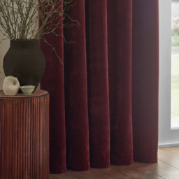 Heavy Chenille Velvet Room Darkening Eyelet Curtains - Beetroot / 229cm / 183cm - thumbnail 4