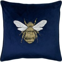 Hortus Embroidered Bee Cushion - Navy / Polyester