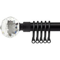 16-19mm Cristalla Extendable Durable Metal Curtain Pole Set - Black / 120cm