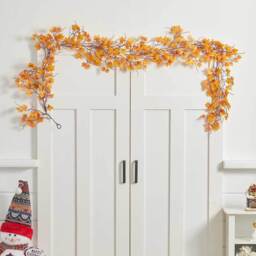 Artificial Fall Maple Leaf Gracilaria Garland - Orange - thumbnail 2