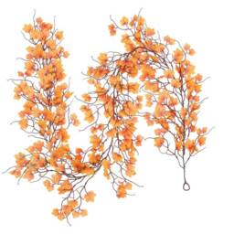 Artificial Fall Maple Leaf Gracilaria Garland - Orange - thumbnail 4