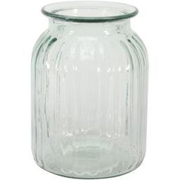 Ribbed Glass Vase H20 cm - Clear - thumbnail 2
