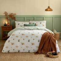Pumpkin Spice Brushed Cotton Reversible Duvet Cover Set - White / King - thumbnail 1