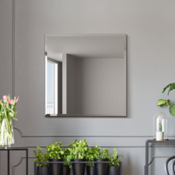 Moderni All Glass Frameless Bevelled Square Wall Mirror - Black - thumbnail 2