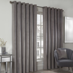 Vermont Velvet Blackout Curtains - Silver / 168cm / 183cm - thumbnail 2