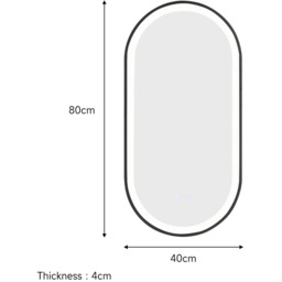 Oval LED Anti-Fog Wall Mirror with 3 Light Colors - Black - thumbnail 4
