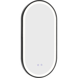 Oval LED Anti-Fog Wall Mirror with 3 Light Colors - Black - thumbnail 3