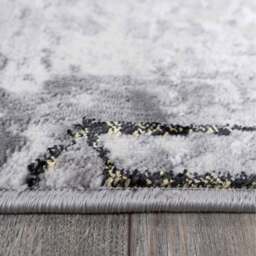 Grey Distressed Abstract Gold Geometric Motif Area Rug - Grey Gold / 170 x 120cm - thumbnail 5