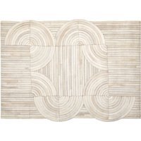 Bosie Safira Small Natural Hair On Leather Rug - White
