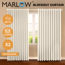 2 Pack Triple Layer Eyelet Blackout Curtain - Beige / 183cm / 167cm - thumbnail 2