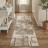 Rhodes Modern Living Room Area Rug Easy Simple Geometric Enigma Patterned Rugs - Beige / 220cm