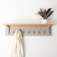 Charnwood Floating Shelf with Steel Metal Hooks - Grey, Brown - thumbnail 1