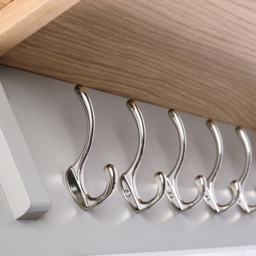 Charnwood Floating Shelf with Steel Metal Hooks - Grey, Brown - thumbnail 4