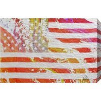 Maps and Flags American Flag Flare Art Print Wrapped on Canvas - Red / 46cm