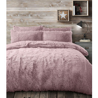 Alaska Pink Thermal Plush Fluffy Faux Fur Duvet Set - Pink / Single