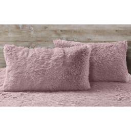 Alaska Pink Thermal Plush Fluffy Faux Fur Duvet Set - Pink / Single - thumbnail 2