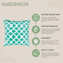 Outdoor Scatter Cushion Garden Furniture Printed Decorative Pillow - Arabesque Green / 45cm / Arabesque Green - thumbnail 3