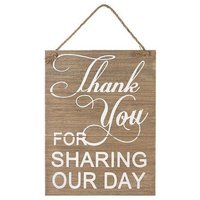 Shabby Chic Wooden Thank You Wedding Sign - Natural - image 1