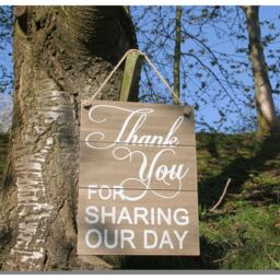 Shabby Chic Wooden Thank You Wedding Sign - Natural - thumbnail 2