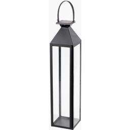 Stainless Steel and Glass Tall Lantern - Black / 93cm - thumbnail 4