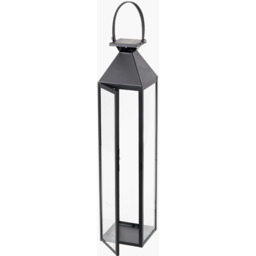 Stainless Steel and Glass Tall Lantern - Black / 93cm - thumbnail 3