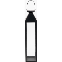 Stainless Steel and Glass Tall Lantern - Black / 93cm - thumbnail 2