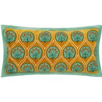 Casa Embroidered Cushion - Ochre/Marine / Polyester - image 1