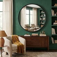 Large Round Deep Frame Wall Mirror - Black