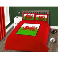Welsh Dragon Percale Duvet Cover and Pillowcase Set - Red / Green / Single - image 1
