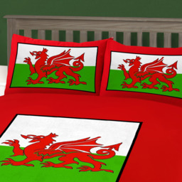 Welsh Dragon Percale Duvet Cover and Pillowcase Set - Red / Green / Single - thumbnail 3